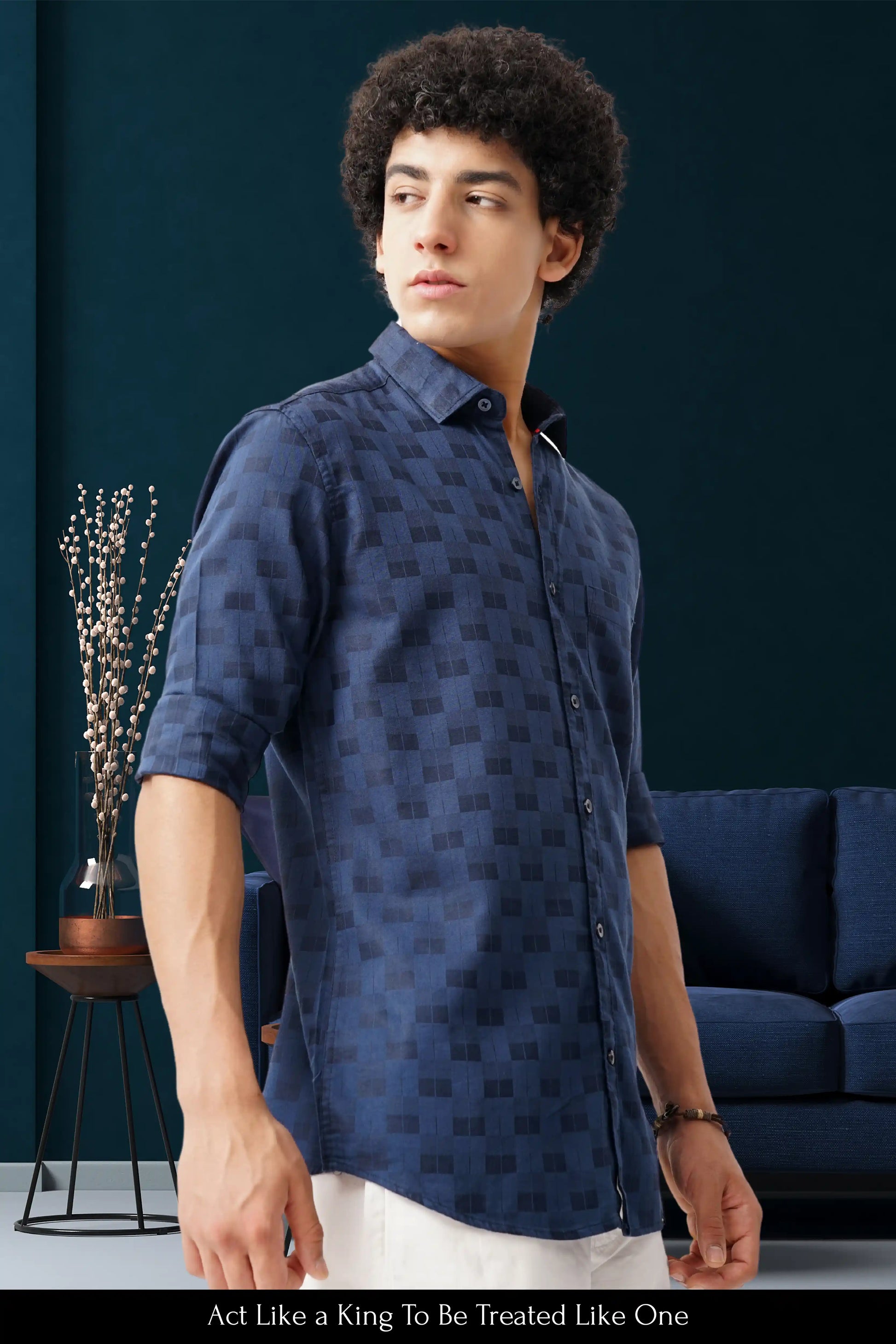BLUE JACQUARD SHIRT