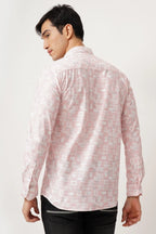 LINOPRINT printed shirt back view, soft cotton with subtle light print design, comfort fit.