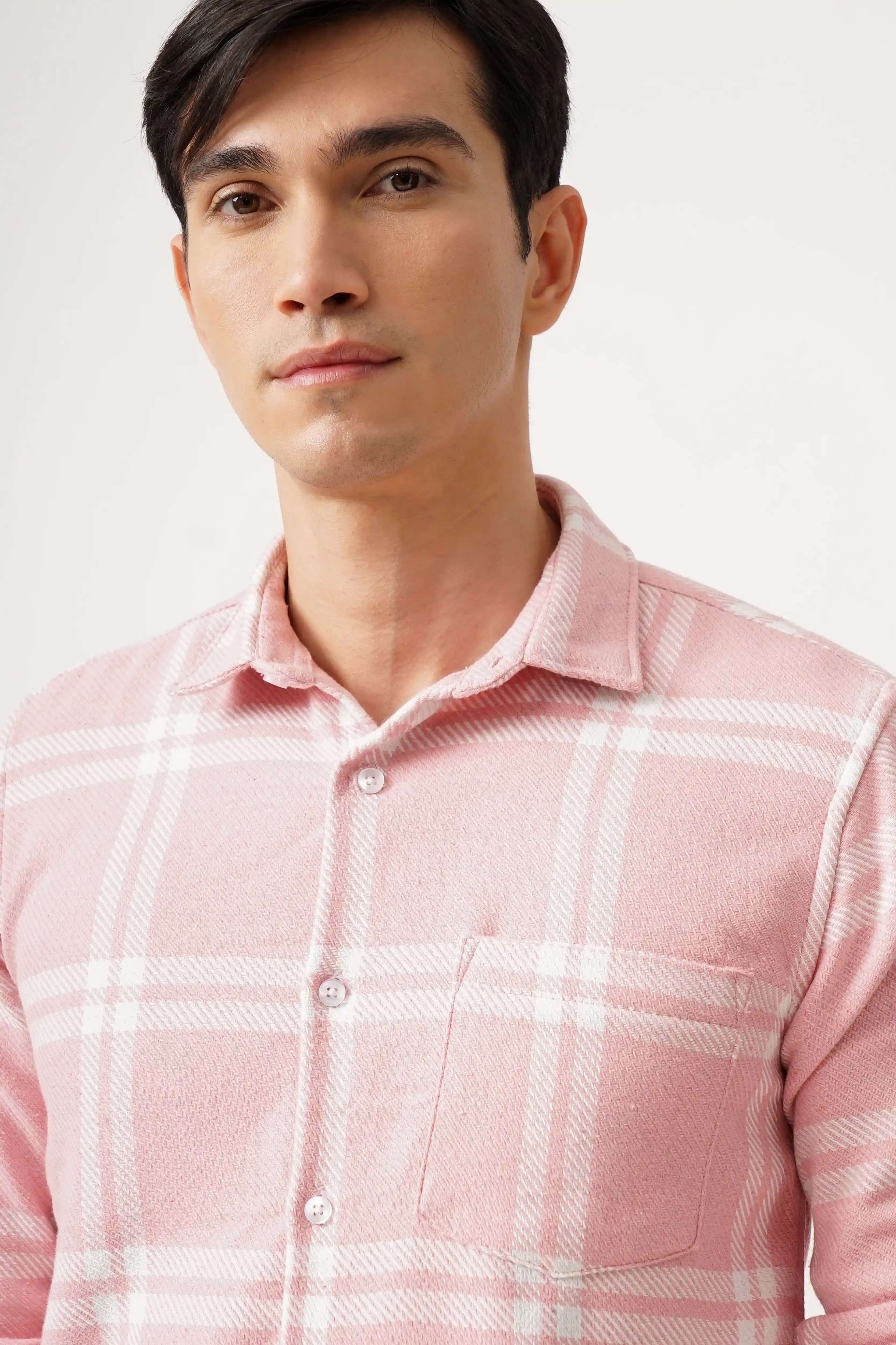 Men's Cotbrus check shirt in pink, featuring a soft cotton blend and classic checkered pattern.