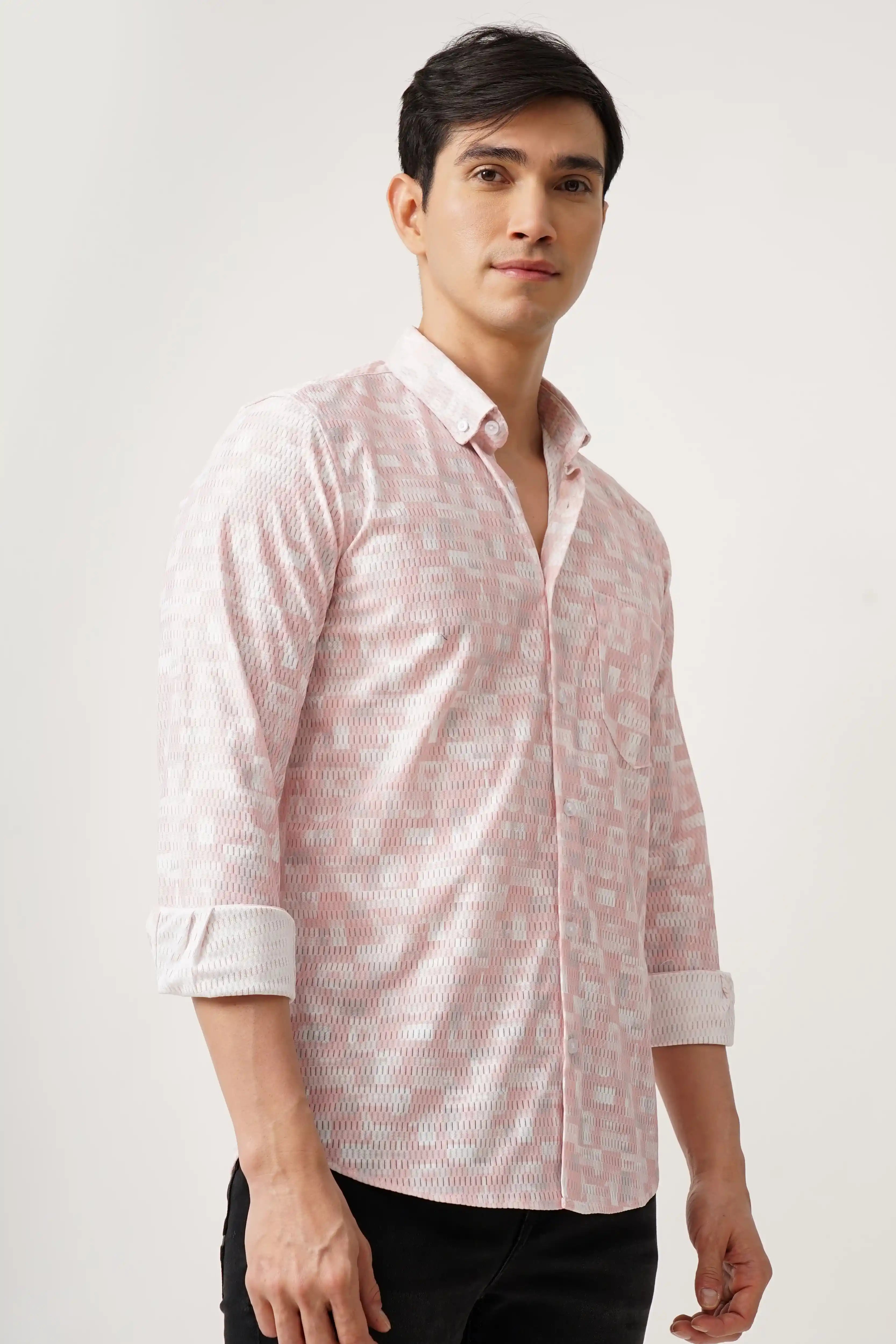 LINOPRINT PRINTED SHIRT in premium cotton with subtle light print design, comfort fit.