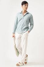AQUALURE STRIPED SHIRT with premium brush fabric and timeless striped design, offering comfort and style.