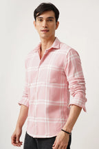 COTBRUS CHECK SHIRT made from cotton and brushed fabric in a classic checkered pattern, worn by a model.