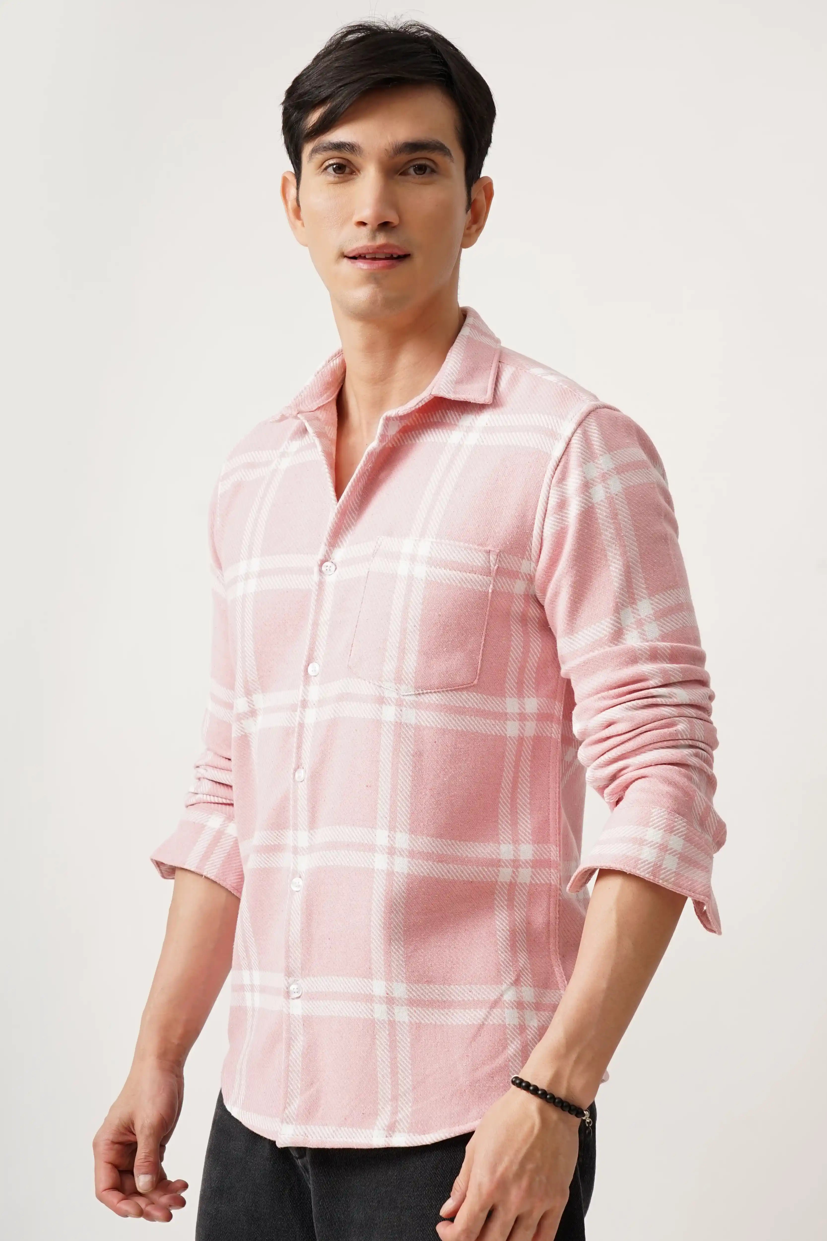 COTBRUS CHECK SHIRT made from cotton and brushed fabric in a classic checkered pattern, worn by a model.