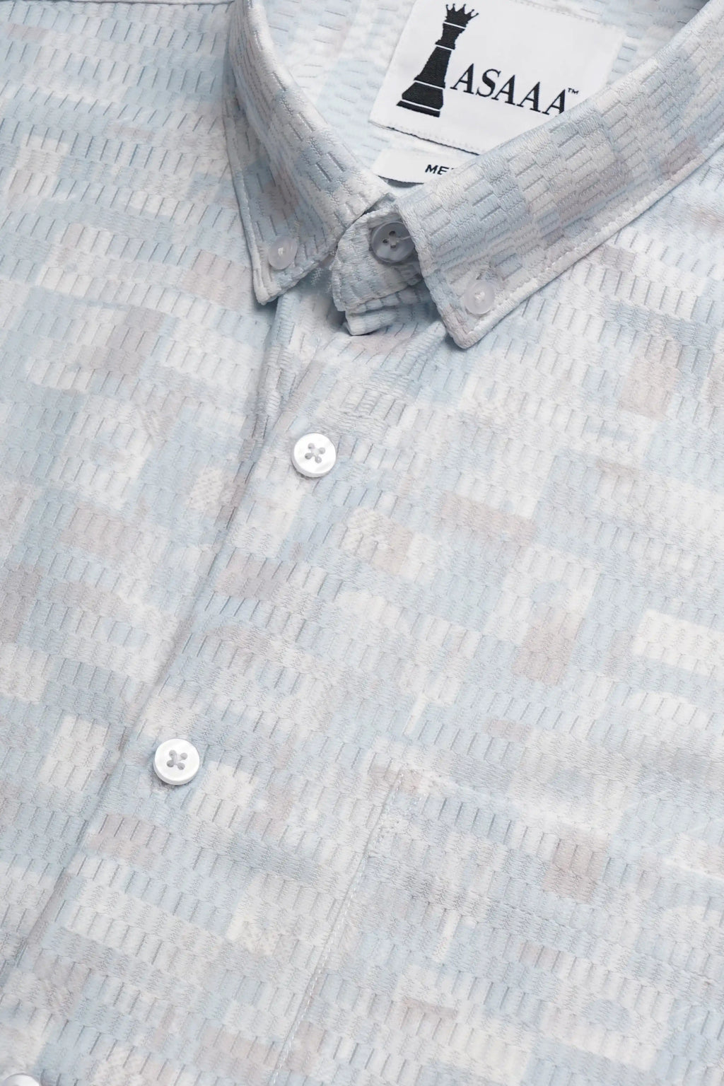 Cotlite blue printed shirt with light viscose pattern, comfort fit, and premium cotton fabric.