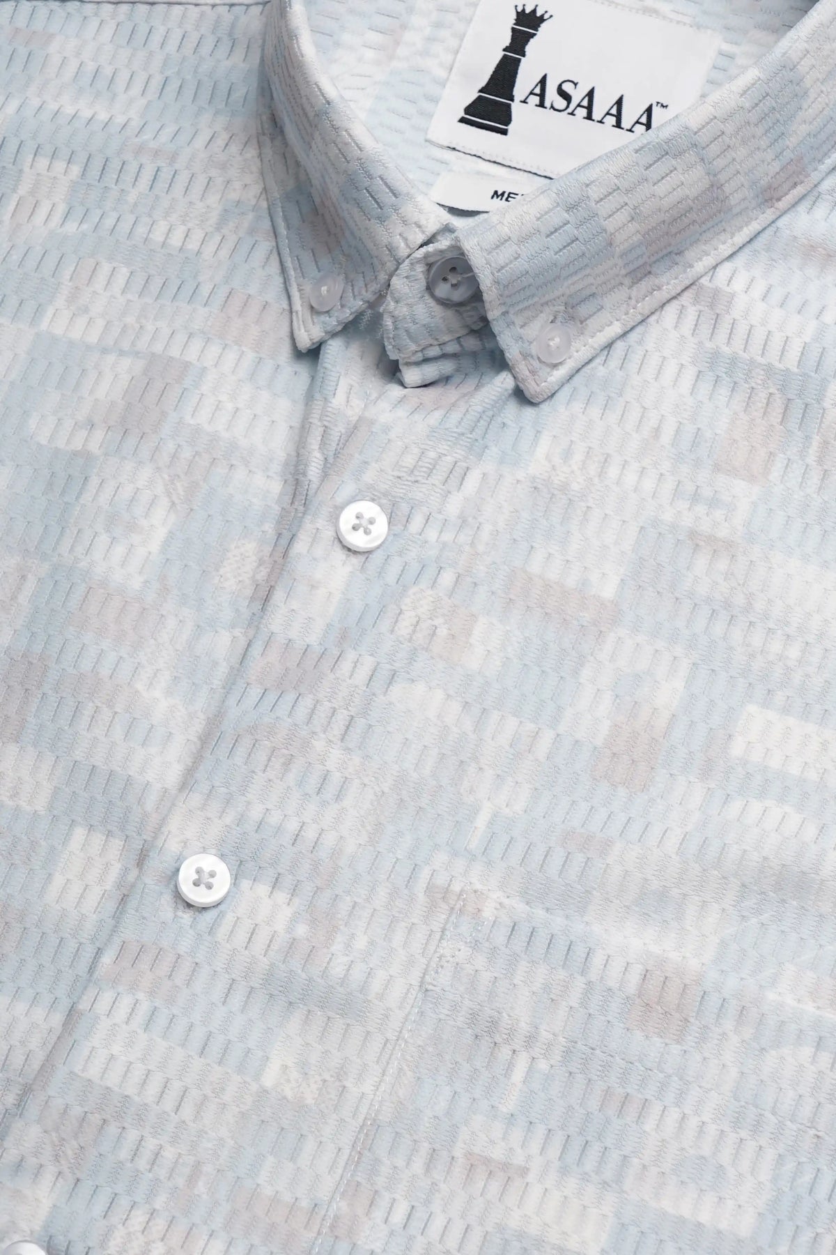 Cotlite blue printed shirt with light viscose pattern, comfort fit, and premium cotton fabric.