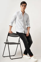 Cotlite Blue Printed Shirt with light viscose print, comfort fit, premium cotton fabric.