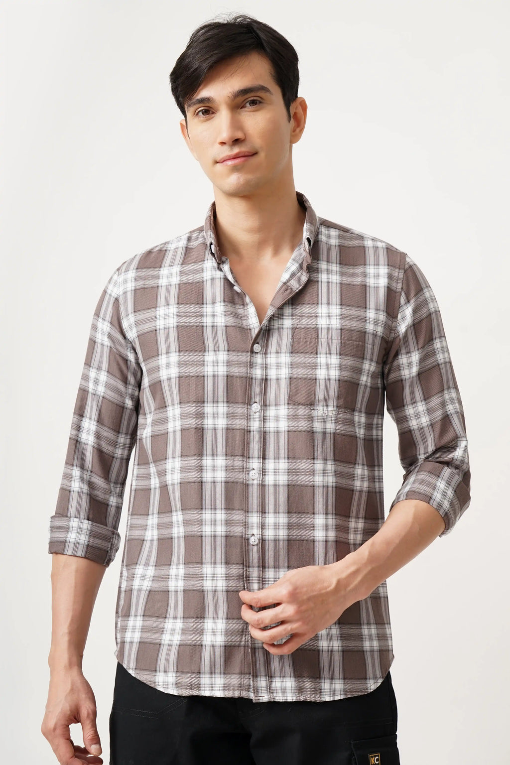 Cotbrow Check Shirt in breathable cotton with classic checkered pattern, perfect for versatile styling and all-day comfort.
