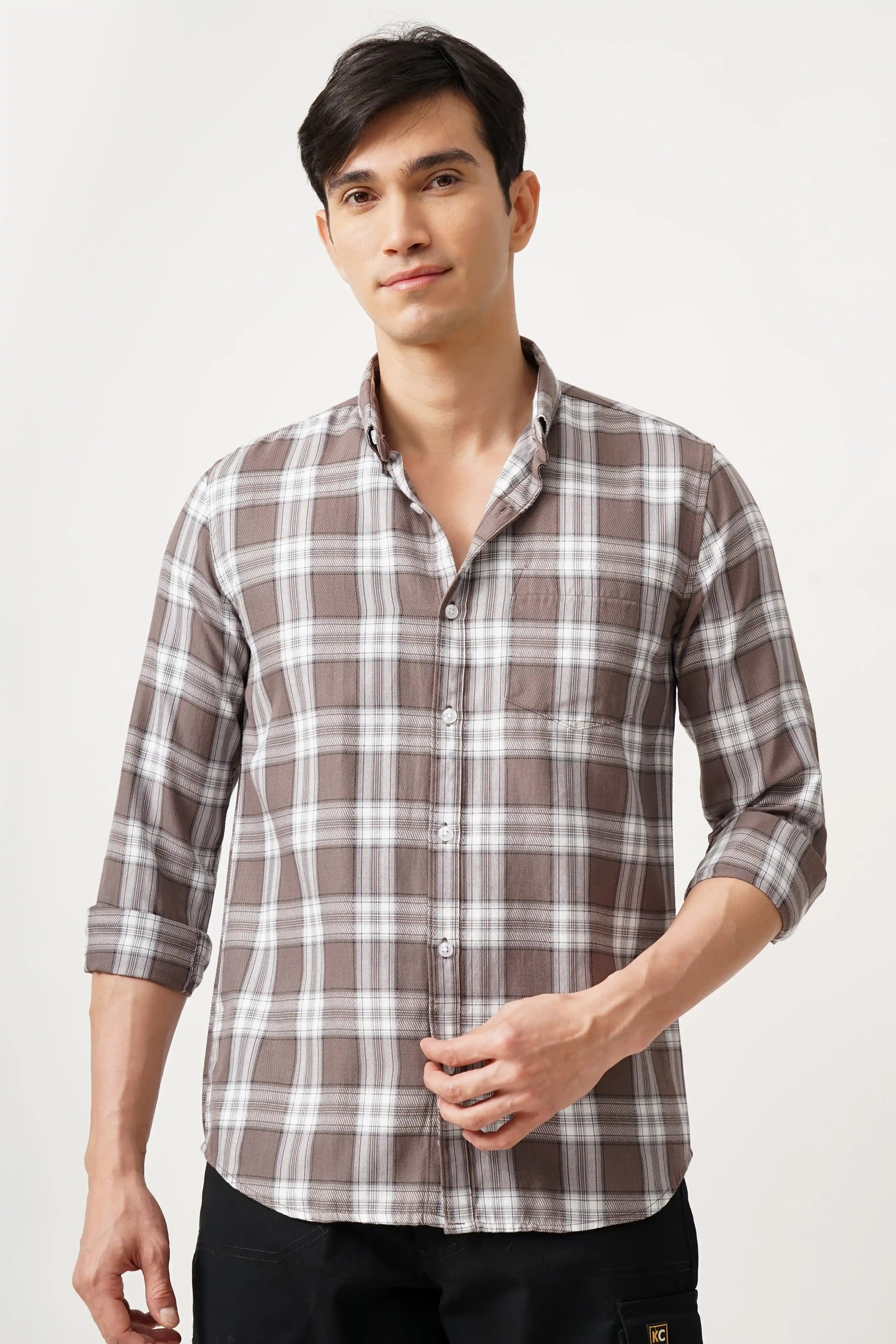 Cotbrow Check Shirt in breathable cotton with classic checkered pattern, perfect for versatile styling and all-day comfort.