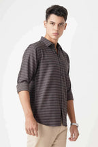 Brownish striped shirt for men, ultra-soft fabric, stylish and comfortable.