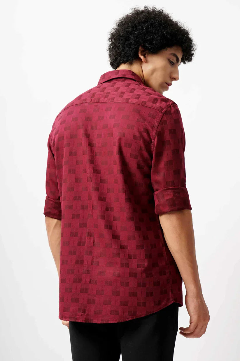 Red Jacquard Shirt for men with ultra-soft fabric and classic design.