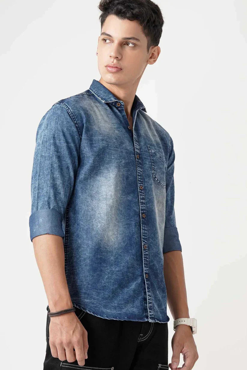 SLATE HAZ DENIM SHIRT for men in durable denim fabric.