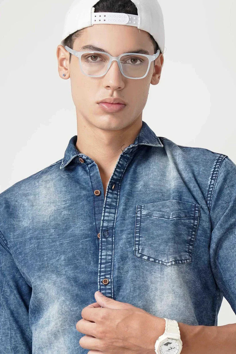 SLATE HAZ DENIM SHIRT for men in durable denim fabric.