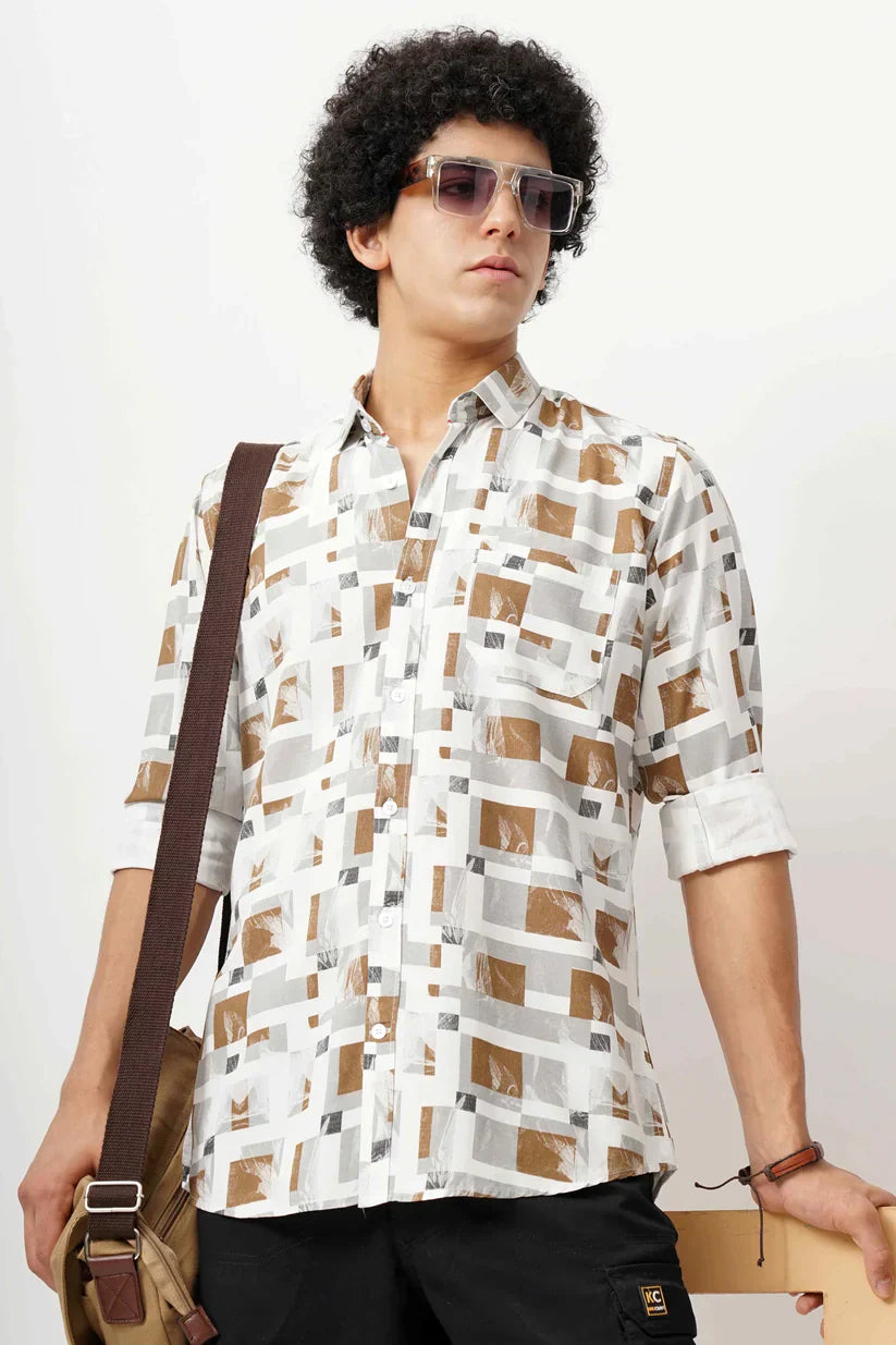 Men's tan azure canvas shirt with stylish design and premium comfort.