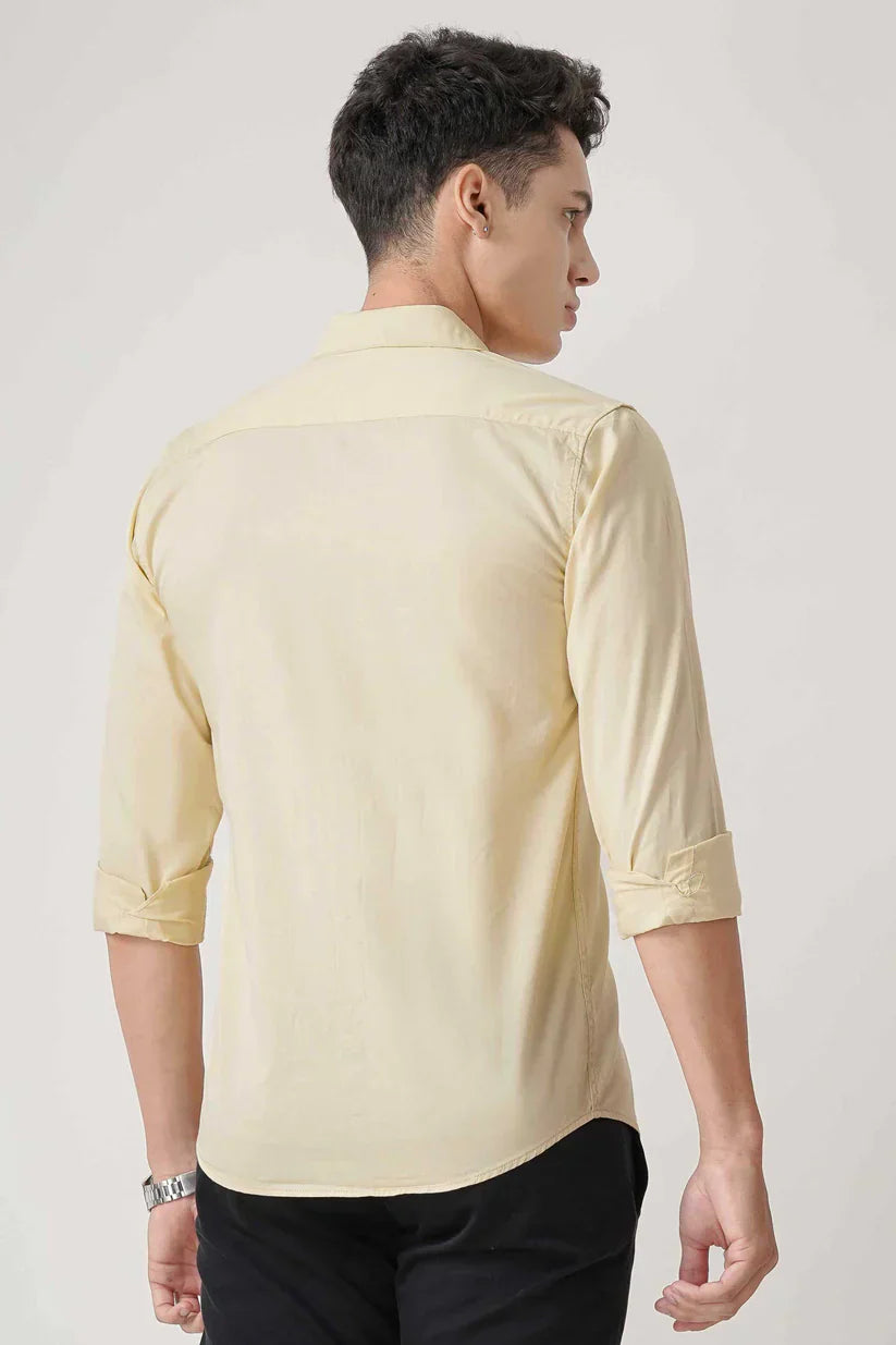 Amber Glow Shirt for men with warm golden hue, back view.