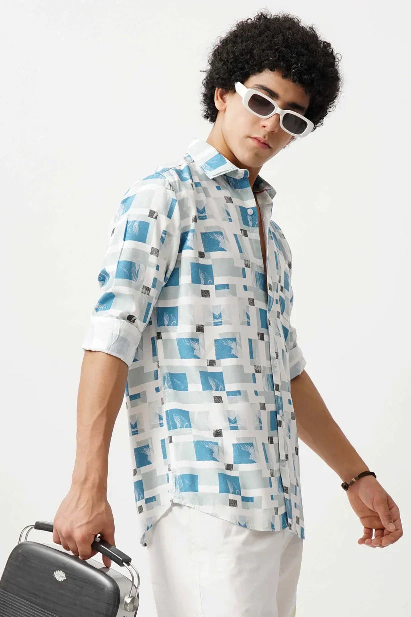 Blue Azure Canvas Shirt for men, stylish and comfortable design.