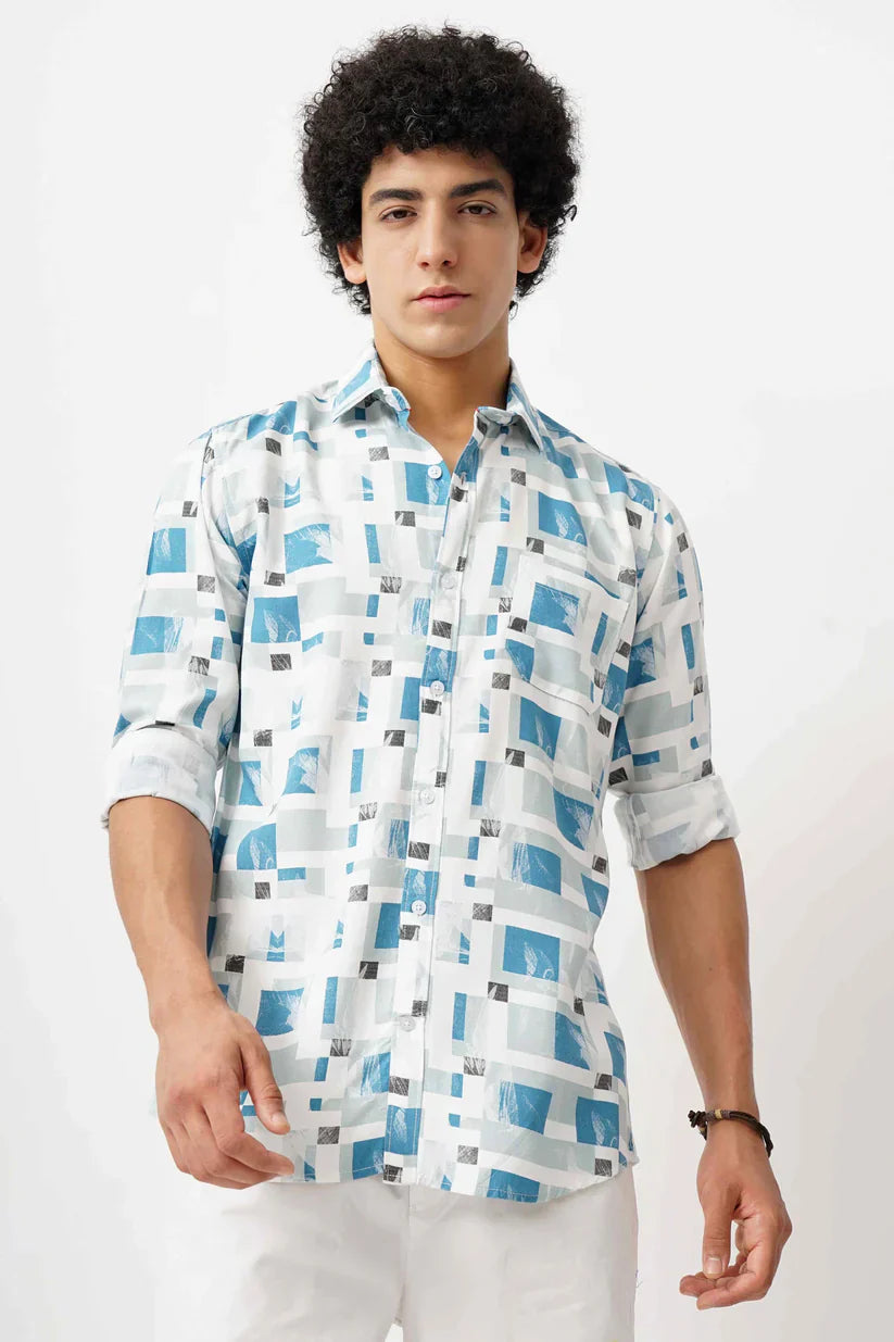 Blue azure canvas shirt for men with stylish design and premium comfort.