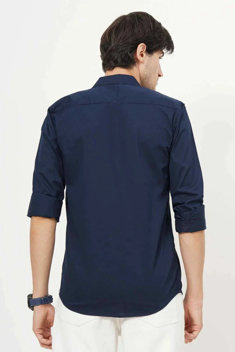 Blueish plain shirt for men made of cotton for comfort and style.