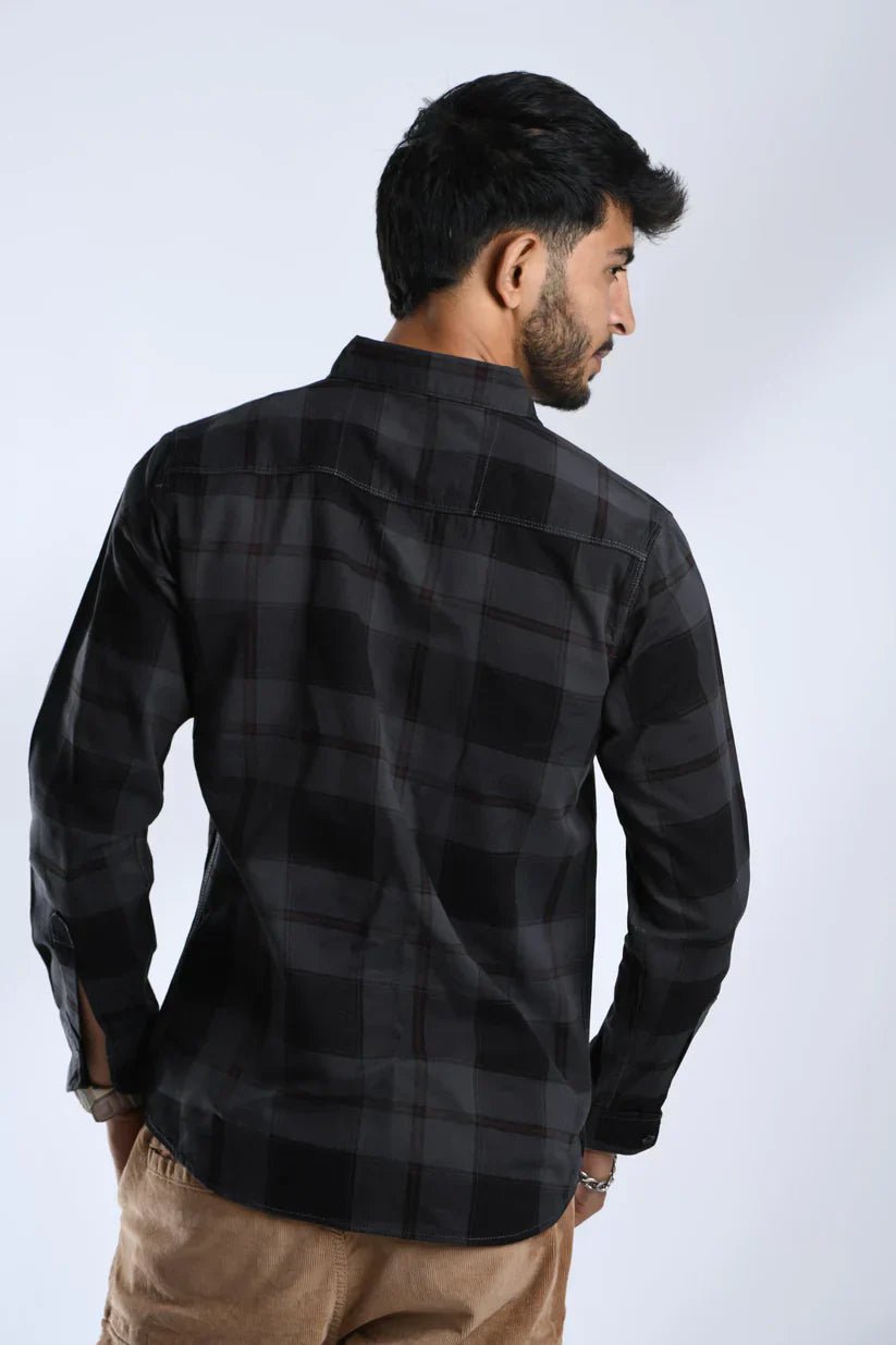 Cement black checks shirt in 100% cotton for men, showcasing classic style and premium comfort.