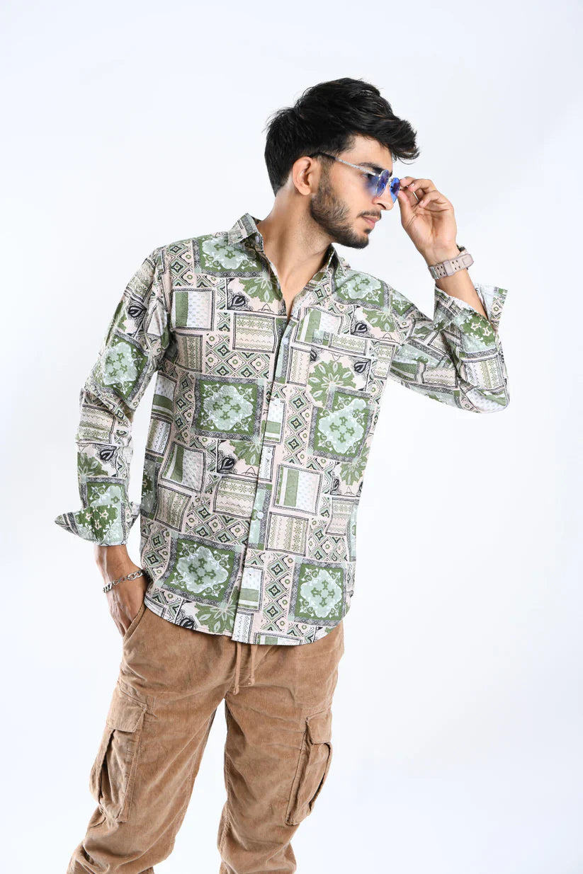 100% cotton Frosty Fern Popcorn Shirt for men, unique design, comfortable fit.