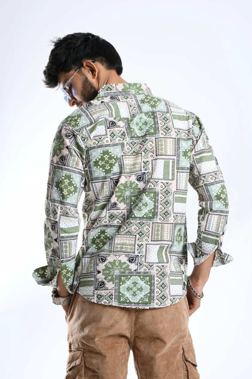 Frosty Fern Popcorn Shirt for men, 100% cotton, unique design.