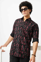 Maroon Azure Canvas Shirt with unique design for men, perfect for casual and semi-formal occasions.