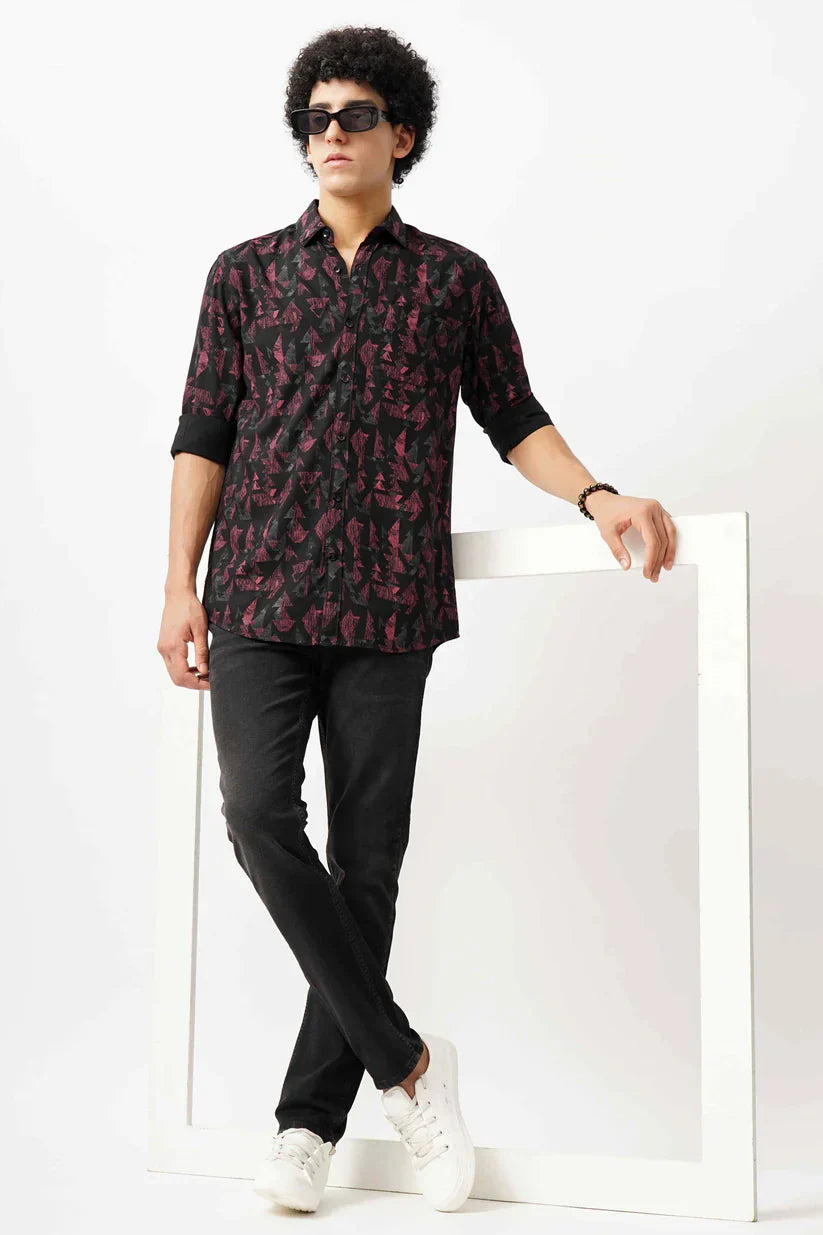 Maroon azure canvas shirt for men with unique design and premium comfort.