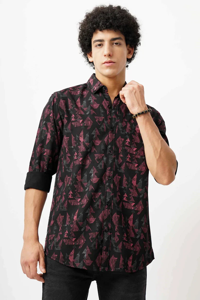 Maroon azure canvas shirt with unique design for men, soft and high-quality fabric, perfect for casual and semi-formal wear.