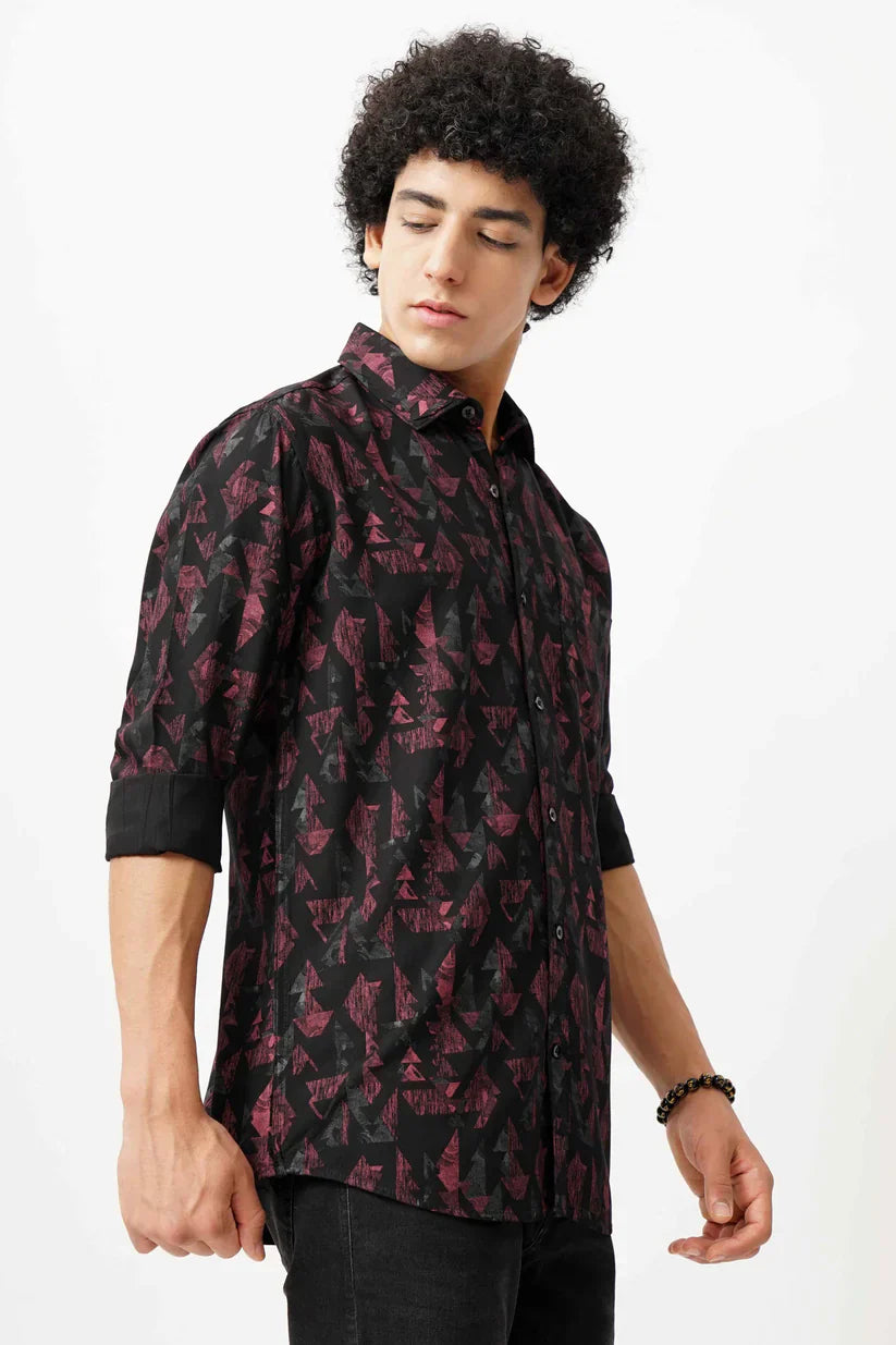 Maroon azure canvas shirt for men with unique azure design.