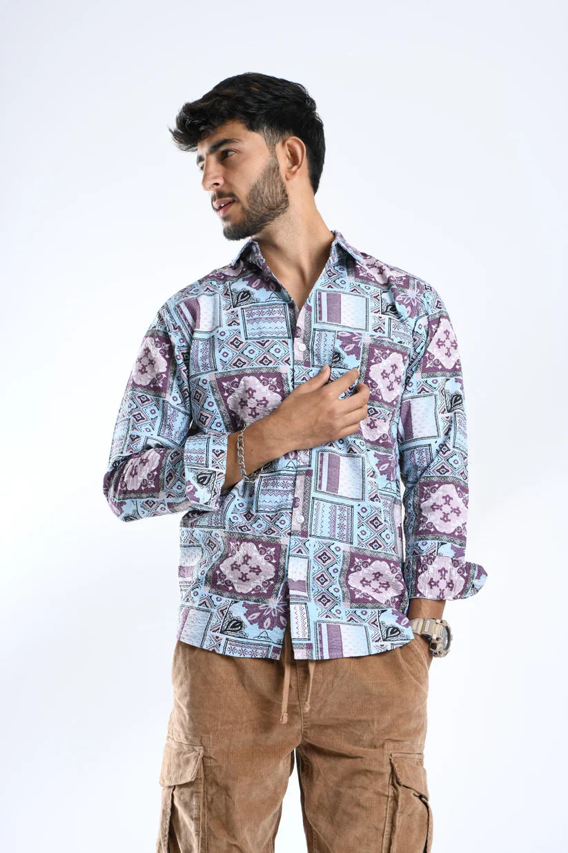 pastel prism popcorn shirt for men in colorful pattern